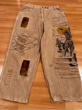Paper Lace Clothing Cowgirl Tan Barrel Leg Pants Western Boho